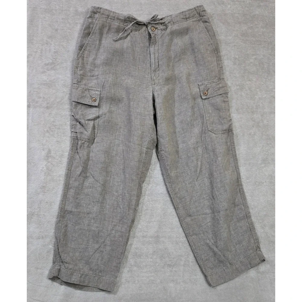 Caribbean Linen Cargo Pants Men 38x29 Relaxed Coastal Beachy Resort Quiet Luxury